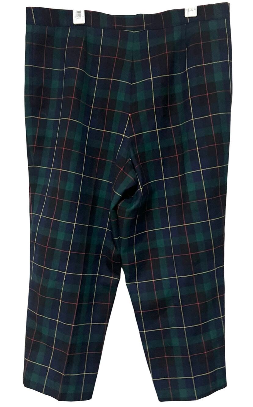 Basler Women’s Plaid Pants Trousers Wool Brown Tapered Leg Sz 38 (10 US)